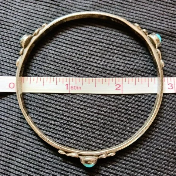 Vintage Turquoise & Sterling Silver Bangle - Picture 3 of 3